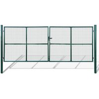 Vidaxl – Portail grillagé en acier galvanisé 400 x 150 cm – Charnière à boulon pour verrouillage rapide – Poteaux de support inclus