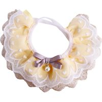 Bavoir en dentelle pour animaux de compagnie de style féerique collier de chien de collier de chien de collier de chat de fleur de plaid(jaune M)