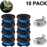 Ecleanfy-La ligne de bobine de rechange pour tondeuse comprend 2 capuchons de tondeuse compatibles Ryobi One+ AC14RL3A 18V, 24V, 40V Tondeuses sans fil, 8 + 2 PACK