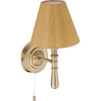 Relaxdays Lampe murale abat-jour, intérieur interrupteur, entrée et salonE14, tissu, métal, HxlxP: 28x16x19, laiton