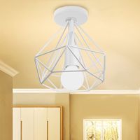 Lámpara de Techo Moderno Lámpara Colgante Estilo Jaula Geométrica Iluminación de Techo Interior Blanco