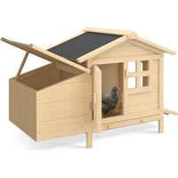 Pollaio e conigliera in legno su palafitte con nido e cassetto raccoglitore di escrementi per 2 galline