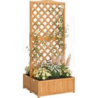 Jardinera con Enrejado de Madera para Plantas Trepadoras con 2 Cajas Plegables Base de Listones 73x70x170 cm Natural