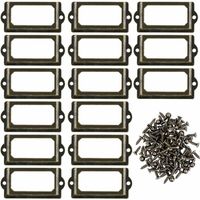 Lot de 30 supports d'étiquettes en métal pour meubles, tiroirs, armoires, cartes, plaques nominatives, cadres avec vis pour bureau, bibliothèque, étagère, bronze, M 70 x 33 mm