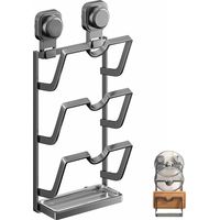 Topfdeckelhalter, Wandmontierter Deckelhalter mit 3 Schlitzen, Topfdeckelhalter, für Schranktürwand - Grau