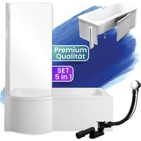Badewanne Rechteck 170x70 Links mit Styroporverkleidung, Ablauf & Füße GRATIS - Komplettset 4in1 Original Acryl Wanne Siphon - BADLAND INSPIRO