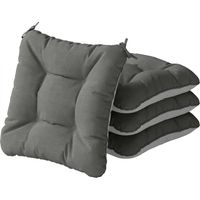 Set de 4 Cojines para Sillas para Jardín con Lazos y Base Antideslizante Impermeables 39,5x39,5x10 cm Gris Oscuro
