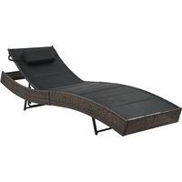 vidaXL Sun Lounger Poly Rattan and Textilene Brown