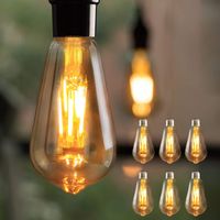 6 pcs Edison E27 Bombillas LED, Bombillas Incandescentes Vintage 4W, Blanco Cálido, Antiguas ST64 Lámparas de Filamento Decorativas para Iluminación Retro en Cafés-Bares y Hogares - No Regulables.