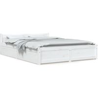 Lit adulte pour 2 personnes, Structure de lit, Assemblage Facile, avec tiroirs Blanc 120x200 cm OIB1539E