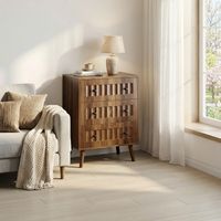 Commode à trois tiroirs, armoire moderne, meuble de rangement en bois, coiffeuse/meuble de rangement, convient pour le salon, la chambre, le couloir (bois de noyer)