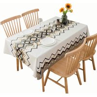 Nappe Rectangulaire, Nappe de Table PVC, Nappe Rectangulaire Anti Tache, Nappe Impermeable, Nappe Tache pour Picnic, Exterieur, Jardin (140x180cm, Vague)