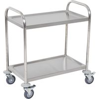 Carrello Cucina 2 Ripiani, Carrello con Ruote Portatutto, Carrello Portavivande in Acciaio Inox, 80x45x82cm, Argento