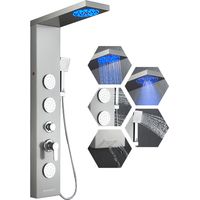Rovogo – Colonne de douche hydromassante avec mitigeur – 3 jets de massage – Douche à pluie et brume – Acier inoxydable – Montage mural
