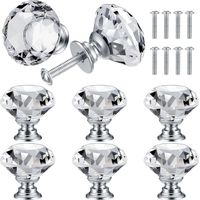 (8 Pcs) Bouton de Porte de Cristal, Poignées de Diamant, Poignee de Meuble Diamant, Poignée Boutons Décoration de Armoire, Tiroir, Cuisine - 30 mm