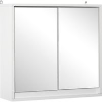 Armoire Murale Miroir Salle de Bain 2 étagères dim. 48L x 14l x 45H cm Panneaux Particules MDF Blanc