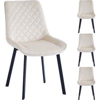Set 4 Sedie da Pranzo Rivestimento Velluto Beige Sedia Ufficio Casa Ergonomica