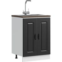 Vidaxl – Meuble sous évier Kalmar noir 60x46x81,5 cm – Bois d'ingénierie résistant à l'humidité – Portes pratiques – Pieds réglables