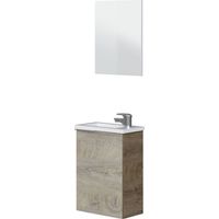 Badezimmerschrank de mit Spiegel, Oberschrank, Kompaktes Modell, Ausführung in Eiche Alaska, Maße: 40 cm (B) x 58 cm (H) x 22 cm (T)