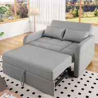Canapé convertible, canapé 1 place, réglable en 3 positions, en coton et lin, gris