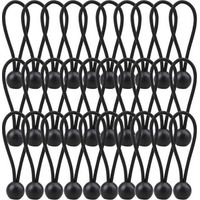 30 Pack Bungee Balls, Black Ball Bungee Heavy Duty Heavyweight Tarp Bungee Cords, Weather Resistant Tie Down Strap 4mm Thickness - for Camping, Tents, Cargo, Holding Wire and Hoses