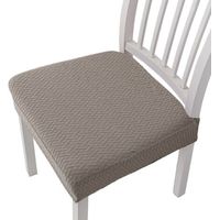 4 Pcs Removable and Washable Jacquard Dining Chair Cushion Cover - Taupe, solid colour stretch chair cover cover, hotel home dining chair cover