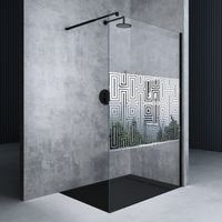 Mai & Mai Box Doccia Walk-In 140x200cm, Parete Doccia in Vetro 10mm Braccio di Sostegno 70-120cm MMBR3 Vetro di Sicurezza ESG con Rivestimento Nano Nero Bremen02DM