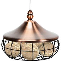 GOPLUS Mangeoire a Oiseaux en Metal,Mangeoire pour Oiseaux Douille Boule De Graisse Distributeur de - Mangeoire À Oiseaux Style Pendaison Ronde en Metal,Fer a Suspendre, pour Boules de Graisse