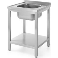 Table de travail en acier avec un évier 600x600mm et une étagère - Hendi 811856
