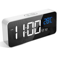 Réveil Numérique, Alarm Réveil LED avec Fonction Snooze, Charge des Ports USB (Blanc)