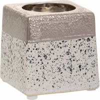 Portavelas de cerámica plateado 7x7x7 cm