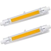 Ampoule LED R7S 118 mm Blanc froid 6000 K 1200 lm, équivalent halogène R7S 13 W COB, culot J118, 100 W/120 W, faisceau étroit 360°, non dimmable, pour plafonnier/lampadaire (lot de 2).