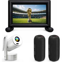 Écran gonflable 100” Vidéoprojecteur Android 13 rechargeable + 2 enceintes 60W