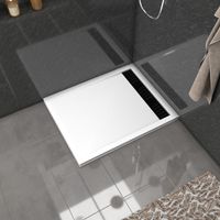 receveur en acrylique blanc 80x100x4 cm + grilles linéaires chrome et noire - whiteness ii