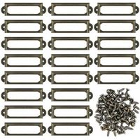 Set of 50 Metal Label Holders for Furniture, Drawer, Card, Name Plate Frame for Office Shelf, Bookshelf (60 x 24 mm)