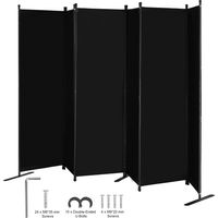 Mophorn Cloison de séparation, paravent de confidentialité pliable à 6 panneaux, cloison portable pour séparation de pièce, cloison autoportante pour bureau, chambre à coucher, bureau, noir