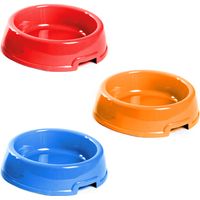 Set 3 Ciotole per Cani e Gatti da 1 Litro in Plastica Colorata – Ciotole per Acqua e Cibo, Resistenti e Facili da Pulire, Colori Assortiti Rosso Arancione Blu, Ø 20,5 cm