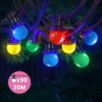 Guirlande Guinguette 10M Multicolore IP65 - Guirlande Lumineuse Extérieur 90 Bulbes Multicolore - Guirlande Exterieure Etanche pour Décoration de Jardin. Maison et Façade