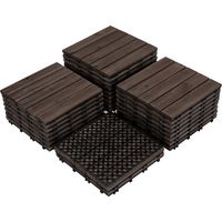 Yaheetech Set 27 Pezzi Piastrelle in Legno 30 x 30 cm Pavimento ad Incastro Esterno Interno per Terrazza Balcone Giardino Patio Nero
