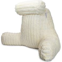 Aamira Luxurious XL Reading Pillow Detachable Headrest, Soft Ribbed Cream Faux Fur, Memory Foam Cuddle Cuddle Cushion Backrest