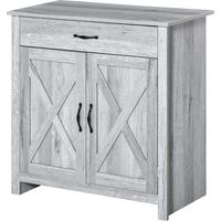 HOMCOM Aparador de Cocina Buffet para Salón con 1 Cajón 2 Puertas y Estante Interior Ajustable Mueble Auxiliar Decorativo para Comedor 80x39,7x80 cm Gris