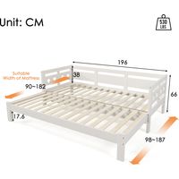 Lit bébé forme cœur blanc 90x190 cm, lit gigogne en pin massif, 2 couchages avec sommier à lattes