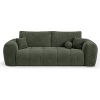 Canapé convertible avec coffre 4 places en tissu tramé vert vintage SKY