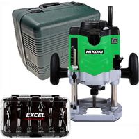 HiKOKI 240v M12VEL 1/2in Router Variable Speed 65mm Plunge + 12 Piece Bit Set