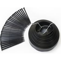 Bordurette de jardin flexible + 30 piquets IDMARKET - 10 M - Hauteur 5 CM - Noire