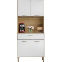 Beaux Meubles Pas Chers – Buffet de cuisine 4 portes 1 tiroir imitation chêne et blanc – Dimensions L 74.5 H 170.5 P 36.3 cm – Bois certifié FSC – Montage facile