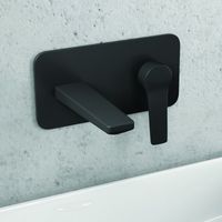 Miscelatore lavabo a muro finitura nera Nico-260L kamalu