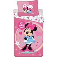 Kinderbettwäsche 140x200 Mini Minnie Mouse 9503 rosa Amarant mit gepunktetem Kissenbezug 70x90