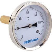 Thermomètre de jardin inox 20cm – Raccord axial D.64 – Plage de température 0 à +500°C – Précision 2% – Protection IP31 – Preciman