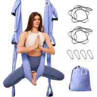 Aerial Yoga Schaukel Yoga Hängematte Set mit Tragetasche und Verlängerungsgurten, Trapez Sling für Home Gym Anti-Schwerkraft Inversion Pilate Fitness, bis 300KG belastbar, Lila